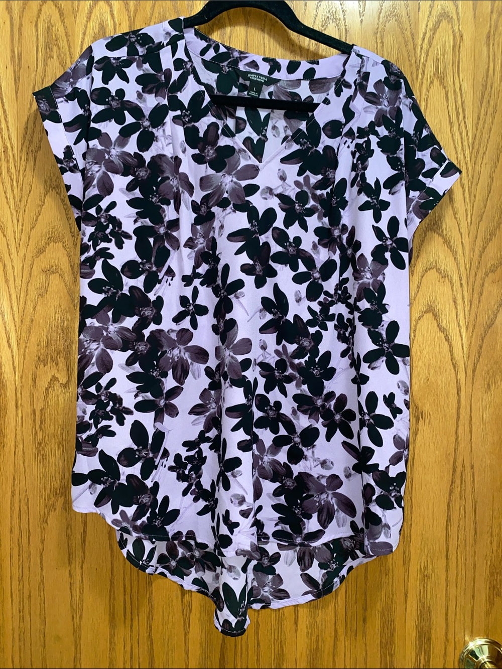 Simply Vera Vera Wang Lavender Floral Short-Sleeve Blouse
